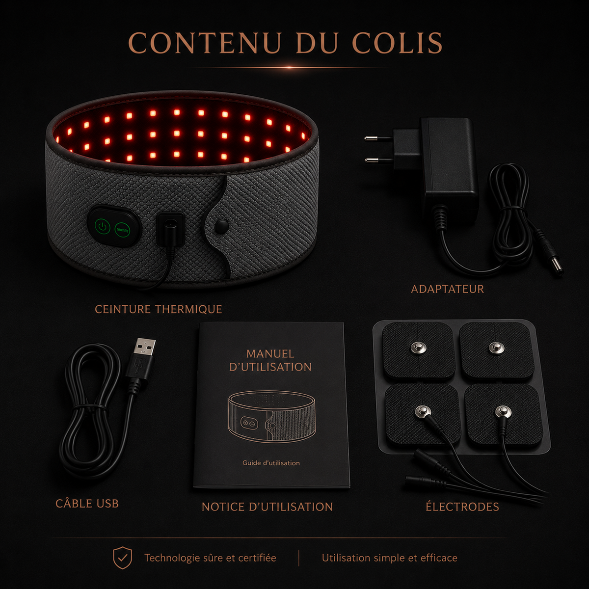 Ceinture Thermique Luminothérapie — Rouge & Infrarouge